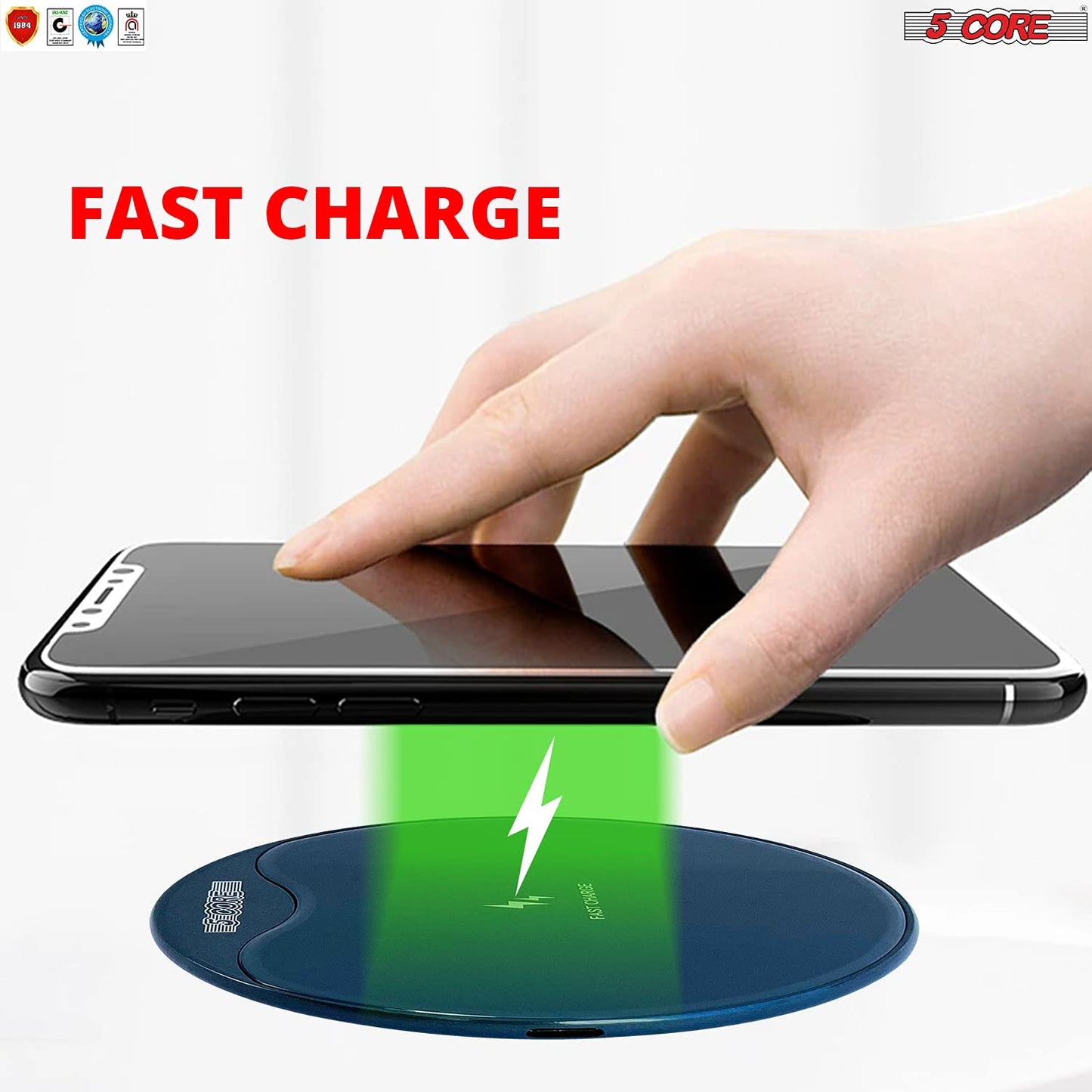 Wireless Fast Charger Pad Glass Top Qi 15W Boostcharge for Iphone Samsung Slim Wire less charging USB-C 2020 5 Core CDKW01