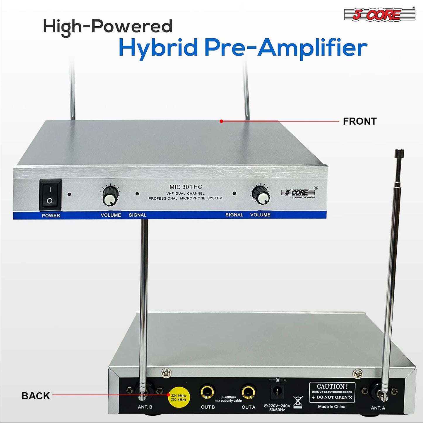 Wireless Microphone Dual Handheld Mic Cordless Receiver