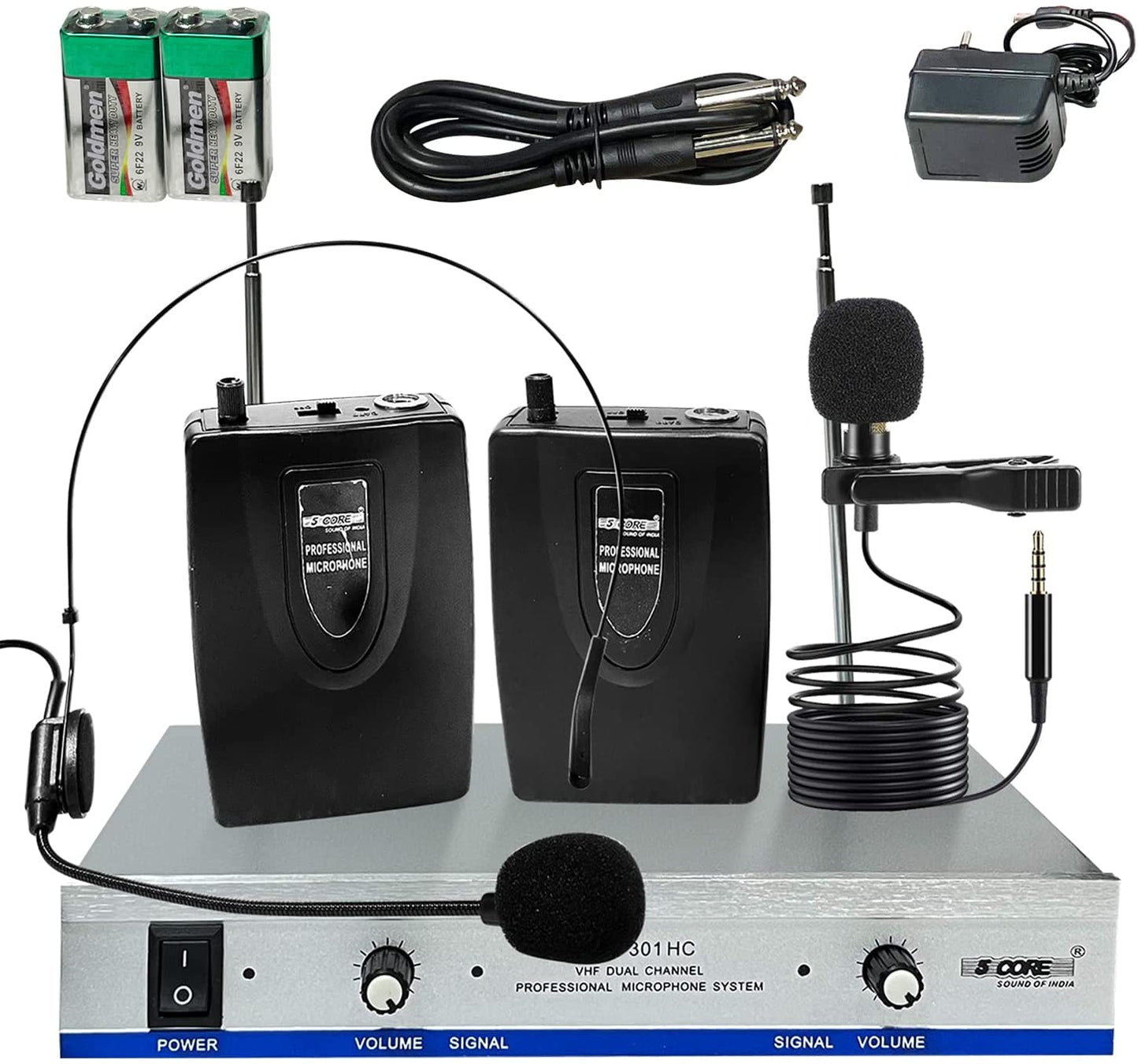 Wireless Microphone Dual Handheld Mic Cordless Receiver