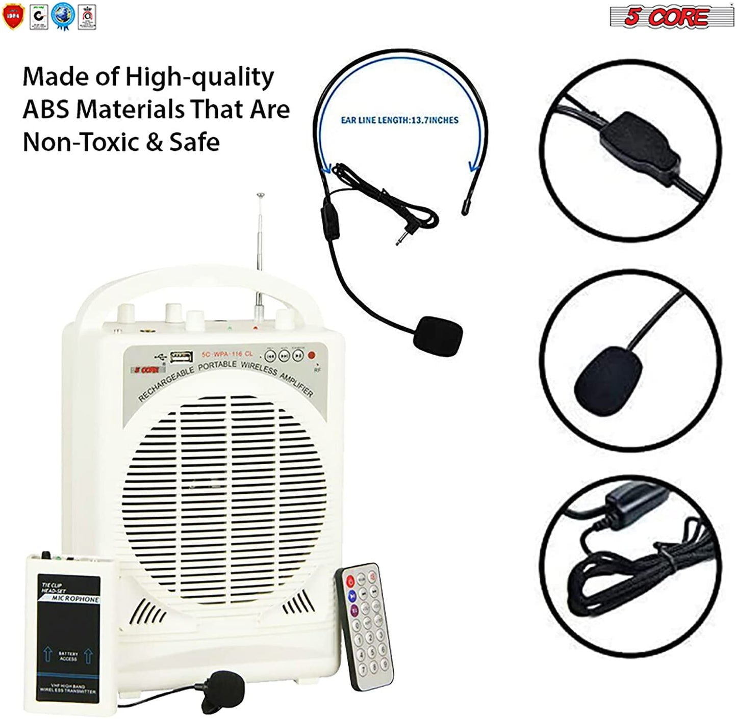 Microphone Wireless Collar & Head Set Amplifier System Portable PA Speaker (HEAD SET MIC) 5 Core WA 116