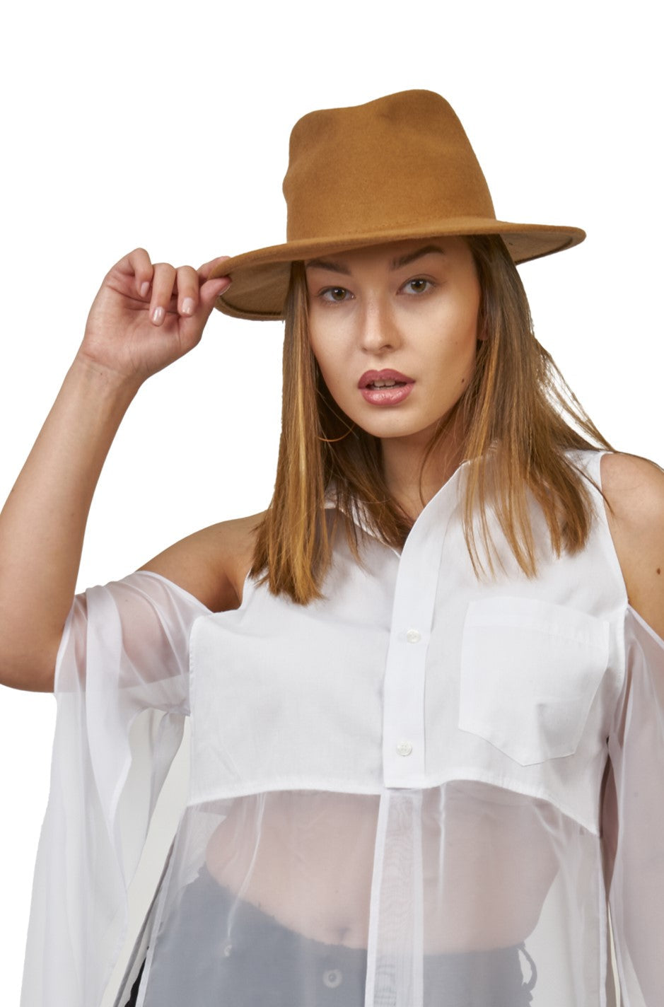 Felt Fedora Hat - Black/Tan