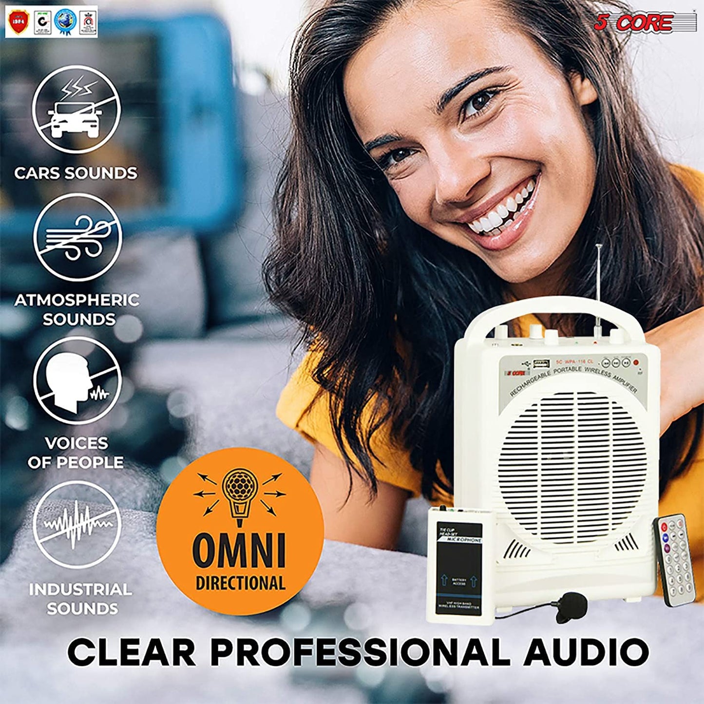 Microphone Wireless Collar & Head Set Amplifier System Portable PA Speaker (HEAD SET MIC) 5 Core WA 116