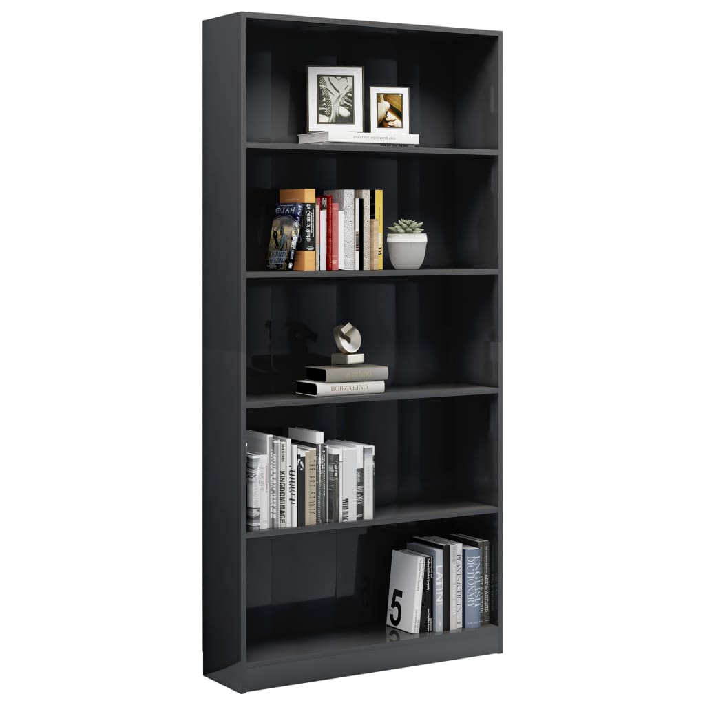 vidaXL 5-Tier Book Cabinet Chipboard Bookcase Standing Shelf Multi Colors