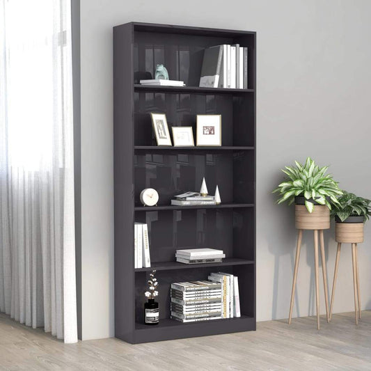 vidaXL 5-Tier Book Cabinet Chipboard Bookcase Standing Shelf Multi Colors