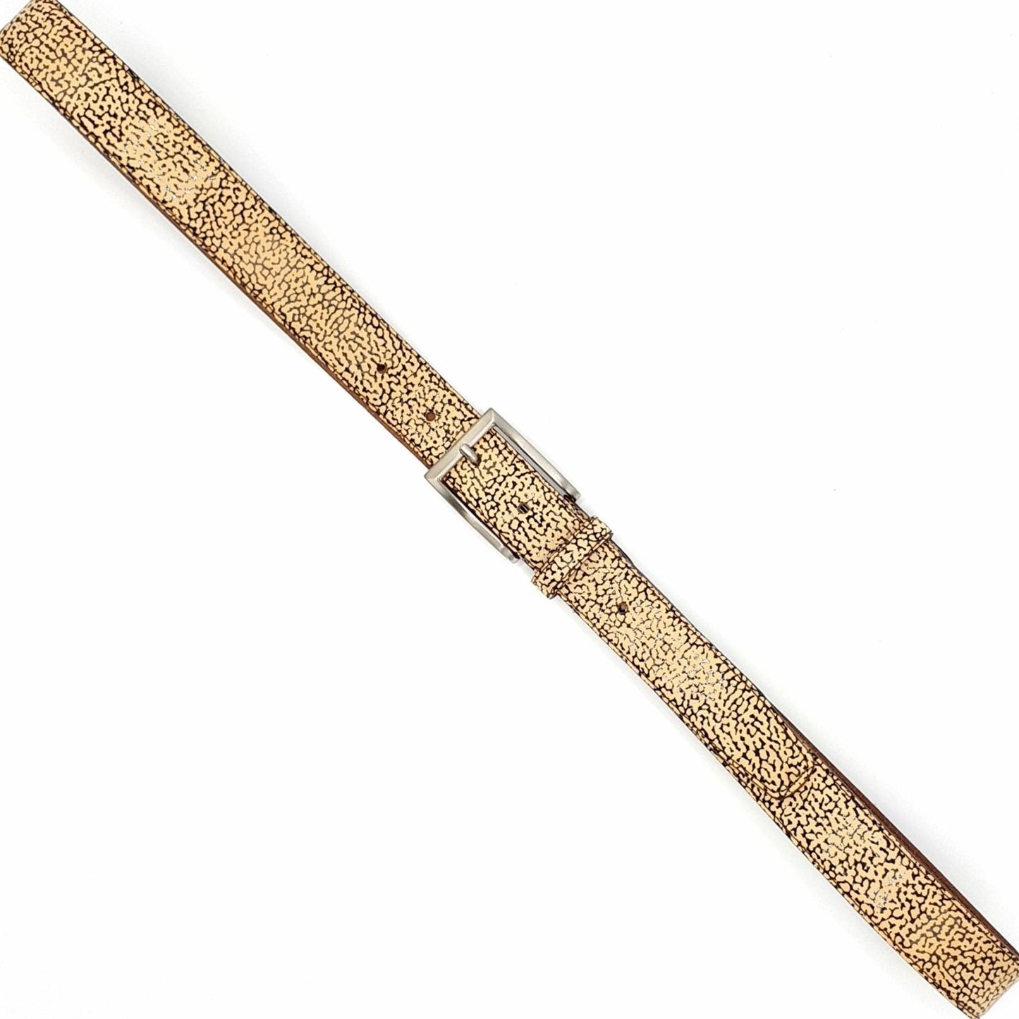 Cintura unisex in vera pelle stampa tapiro lucida altezza 3,5 cm