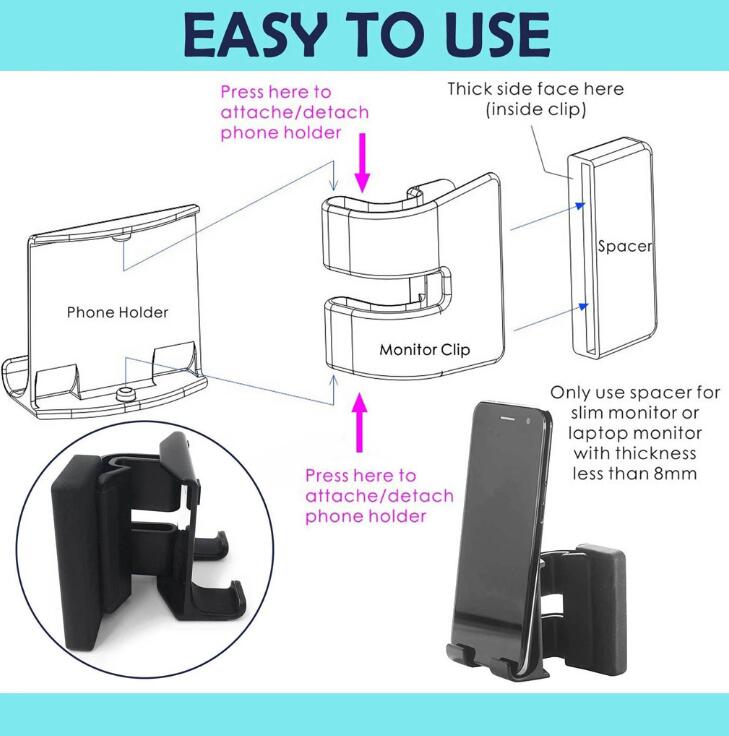 Notebook Screen Side Phone Holder