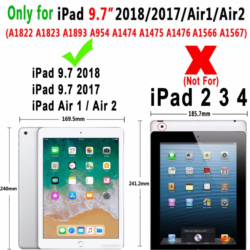 Smart Leather Cover Case for Apple iPad Air 1 Air 2, 5, 6,9.7 2017, 2018, 5th, 6th Generation