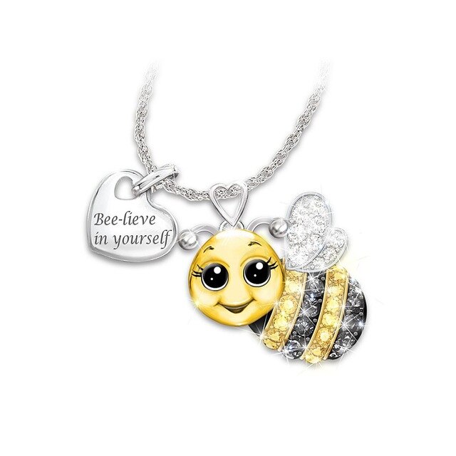 1pc Fashion Alloy Cute Animal Necklace Bee Owl Lady Pendant