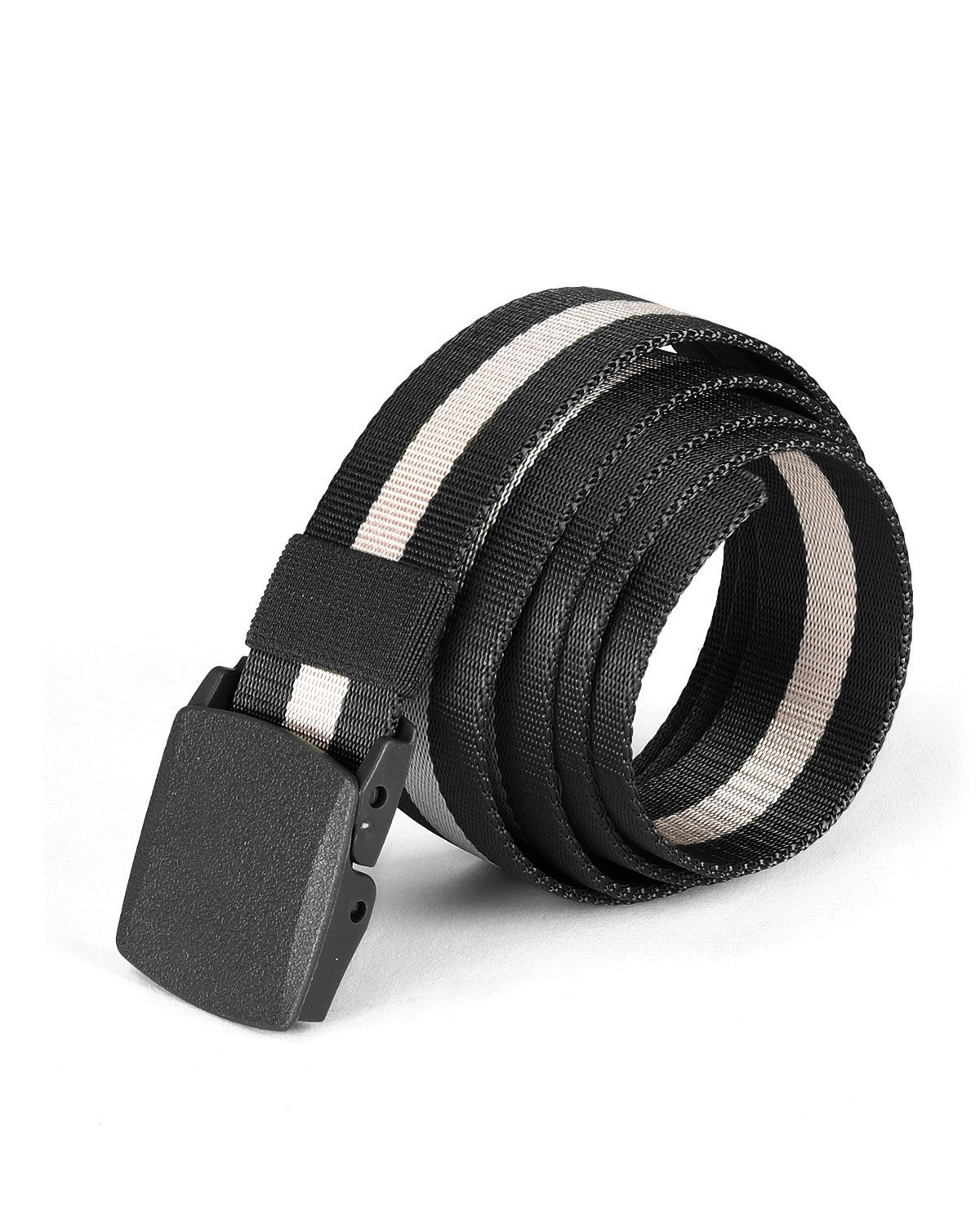 ZIMEGO Mens One Size Adjustable Strap Stripe Nylon Web Belt
