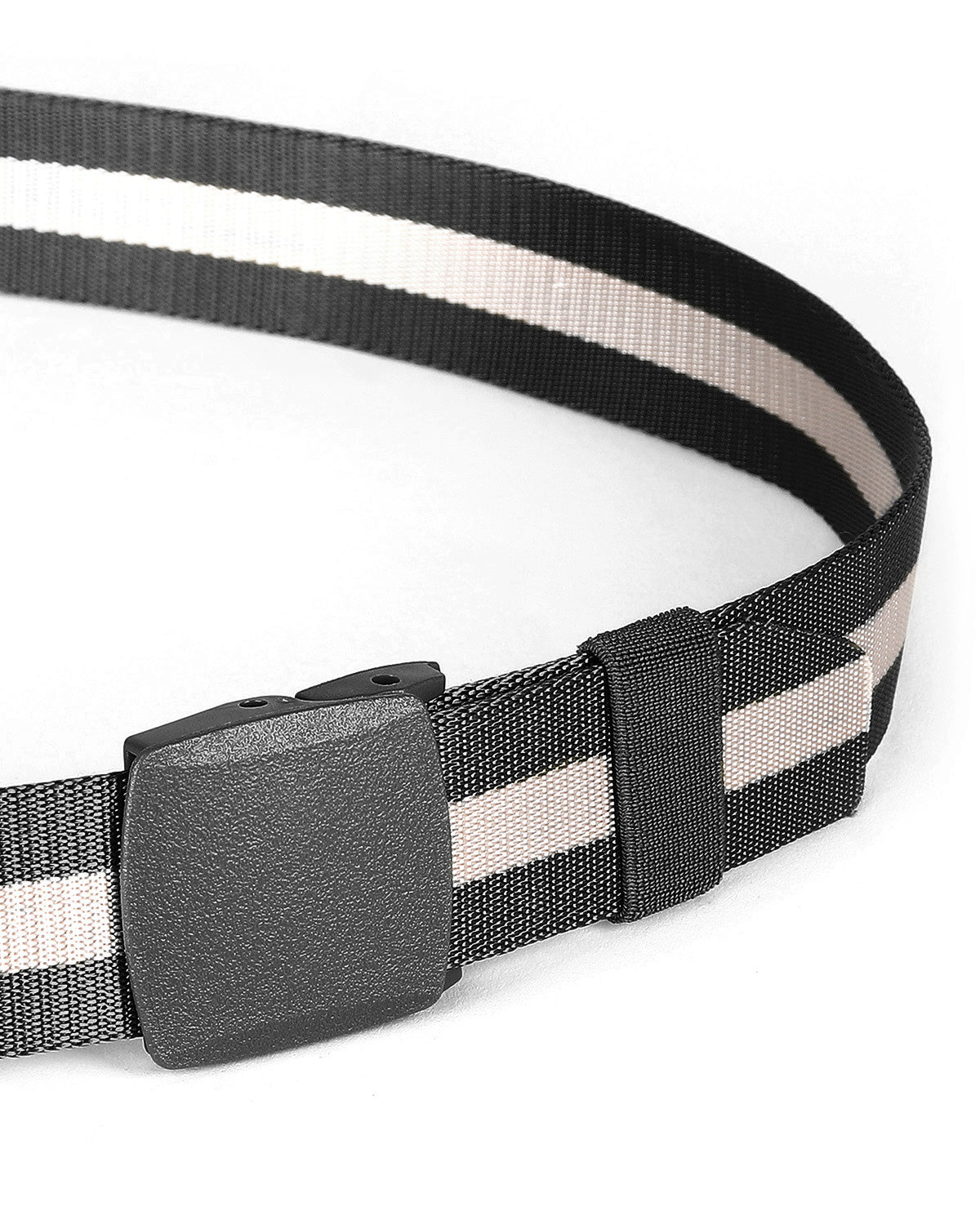 ZIMEGO Mens One Size Adjustable Strap Stripe Nylon Web Belt
