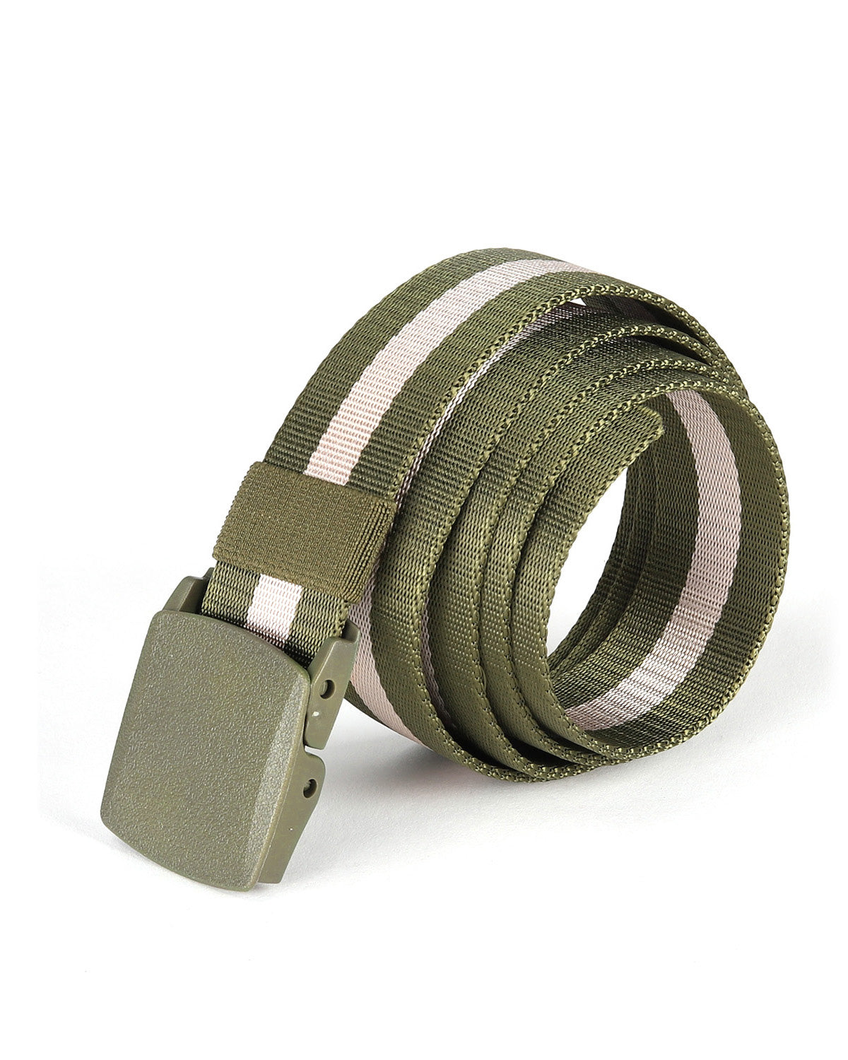 ZIMEGO Mens One Size Adjustable Strap Stripe Nylon Web Belt