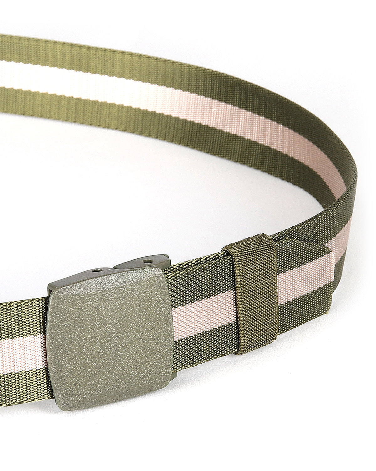 ZIMEGO Mens One Size Adjustable Strap Stripe Nylon Web Belt