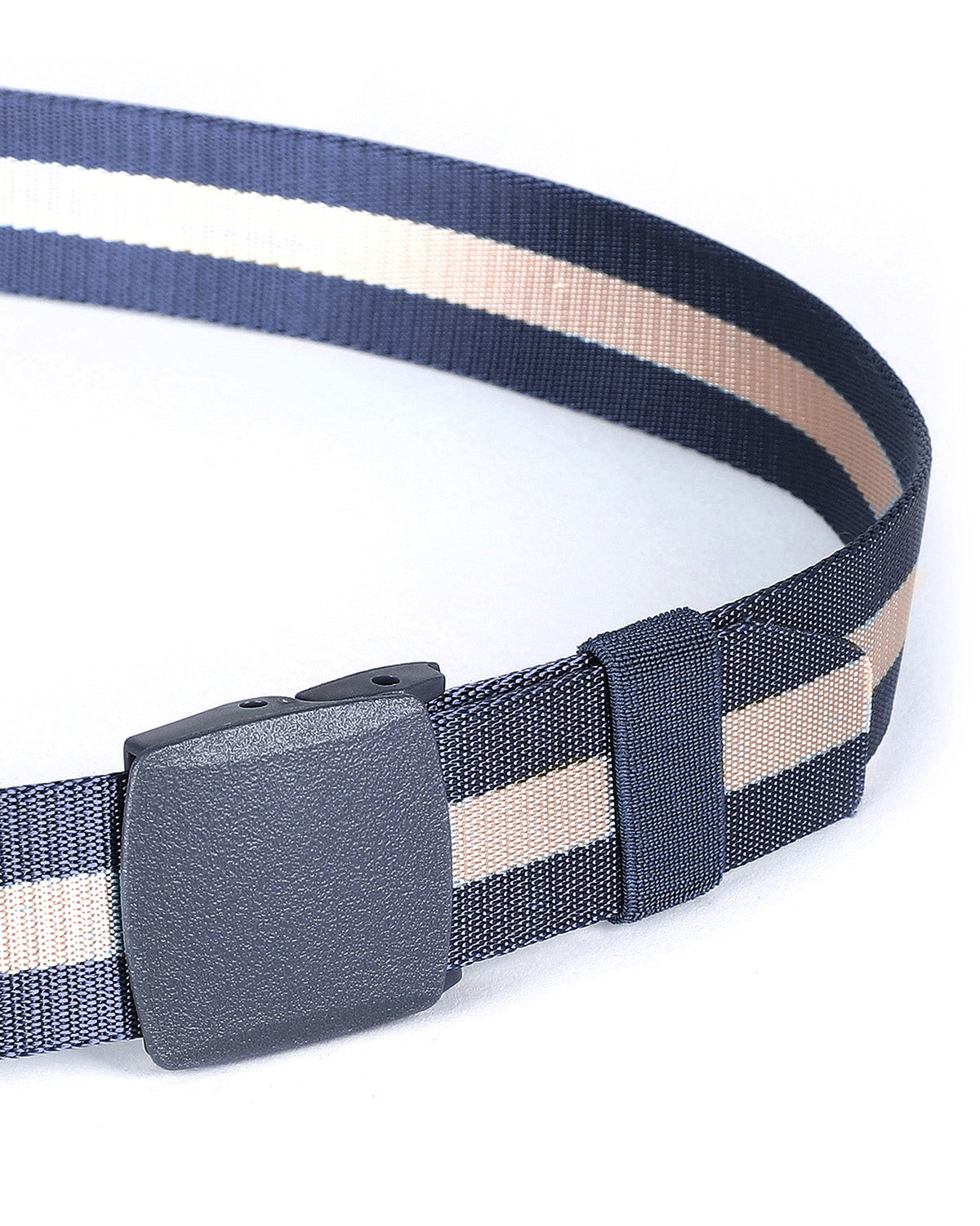 ZIMEGO Mens One Size Adjustable Strap Stripe Nylon Web Belt