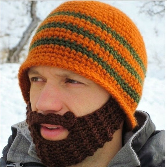 Warm Knitted Crochet Beard Hat Bicycle Mask