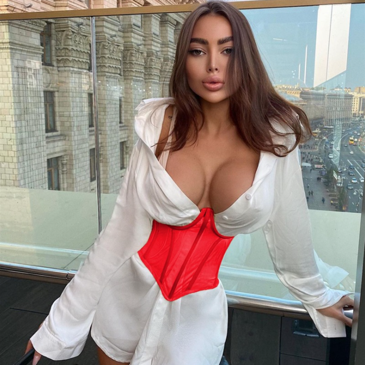 Spring Fashion Lace Up Slim Corset Women Bodycon Top