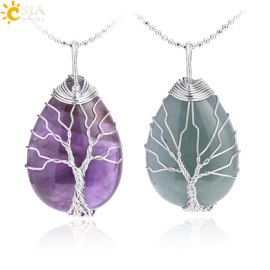 Tree of Life Necklace Natural Stone Pendant