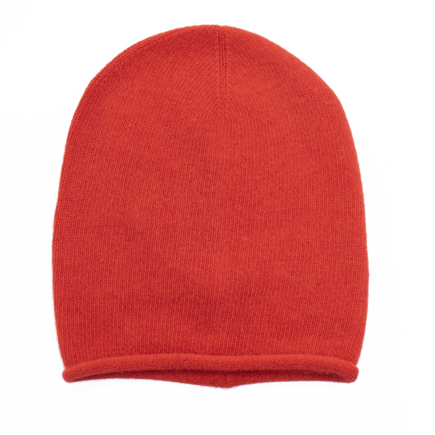 MEN'S CASHMERE ROLLED UP EDGE SLOUCHY HAT - FIRE RED