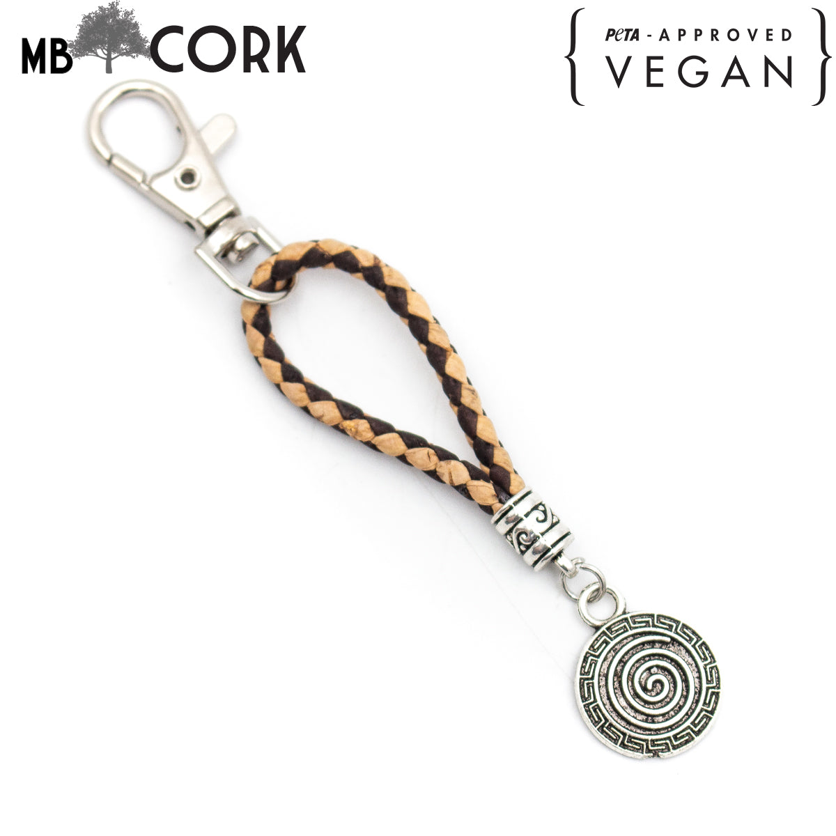 3mm round Natural with brown Braided cork