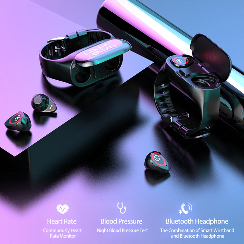 Smart Wristband  with built in bluetooth earburds