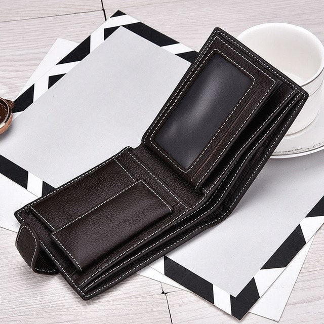 Men Wallets Short Bifold Business Leather Wallet