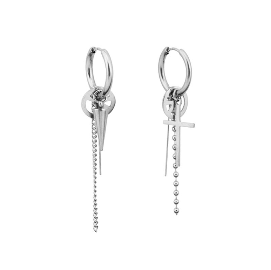 Cross chain pierced ear clips