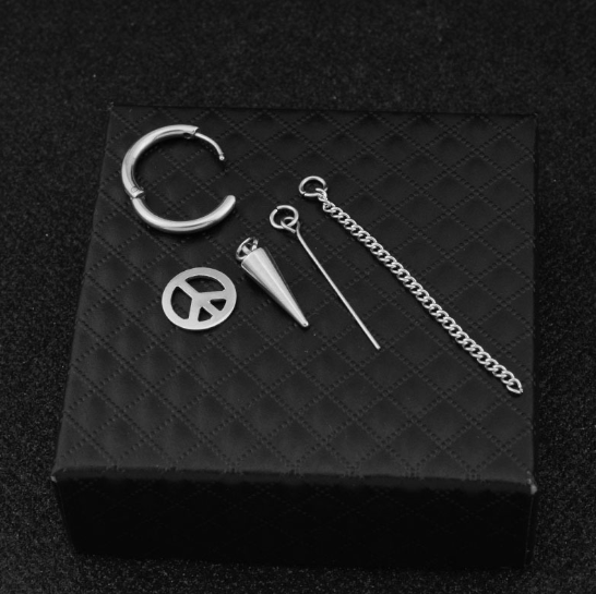 Cross chain pierced ear clips