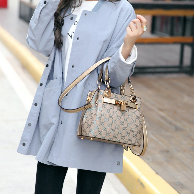 Big European Lady Kylie Stamp Lock Handbag