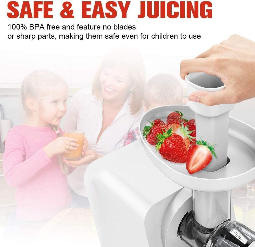 Masticating Juicer with Reversible and Quiet Motor