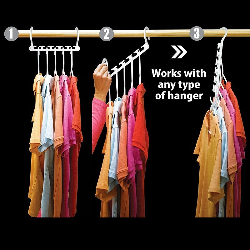Multi-functional five-hole Magic hanger rotatable folding plastic Wonder Hanger,Hanger Cascading Clothing Hanger, Space-Saving Closet Organizer