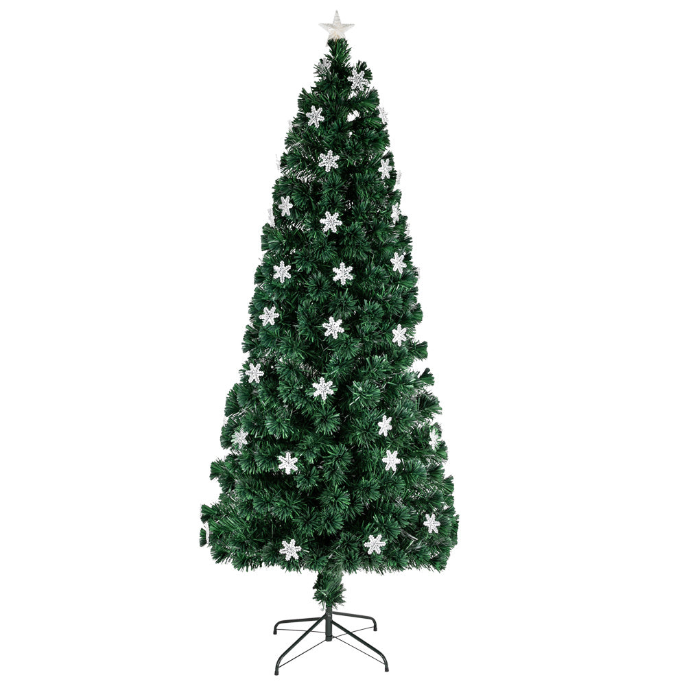 Pre-Lit Artificial Christmas Tree with Multi-Colored Fiber Optic Light