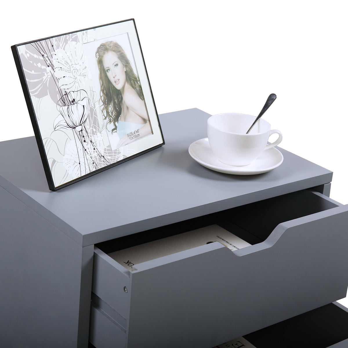 Double drawer bedside table