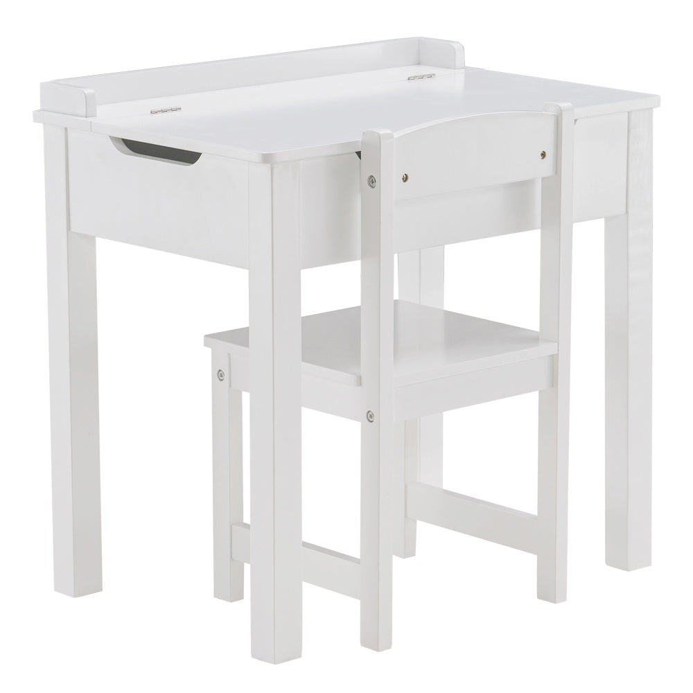 MDF White Children's Study Table and Chair Set