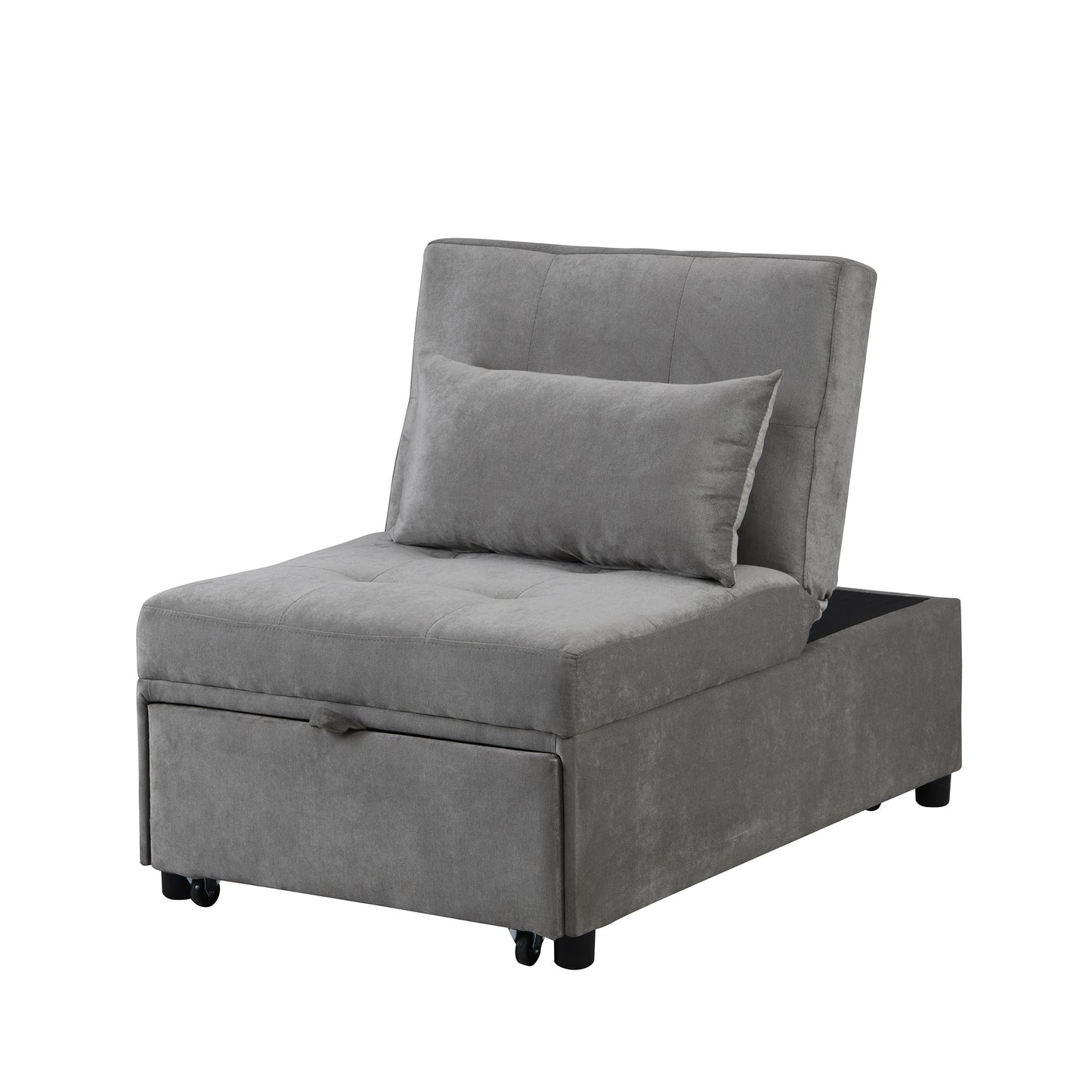 Folding Ottoman Sofa Bed Gray