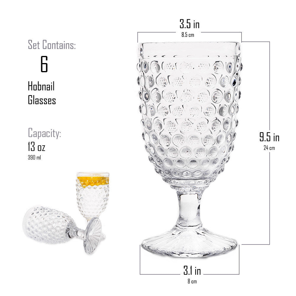 Hobnail Collection Glass Beverage Goblets set