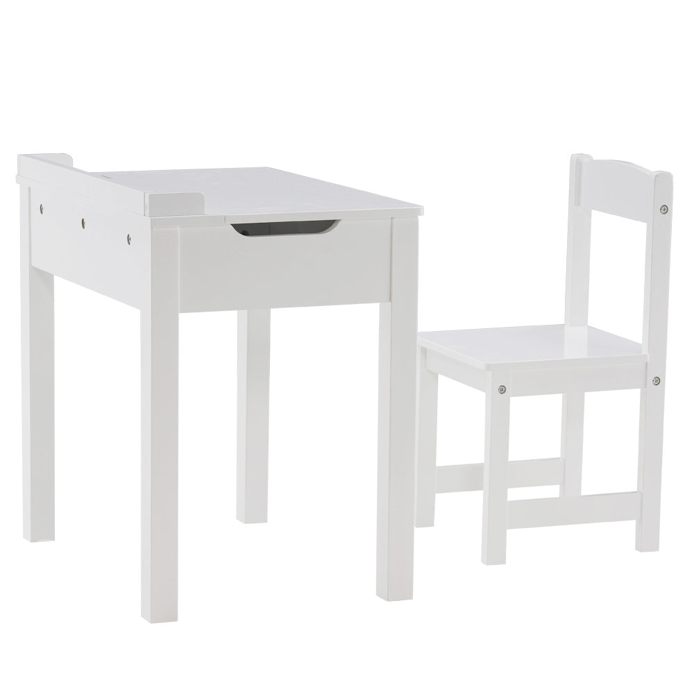 MDF White Children's Study Table and Chair Set