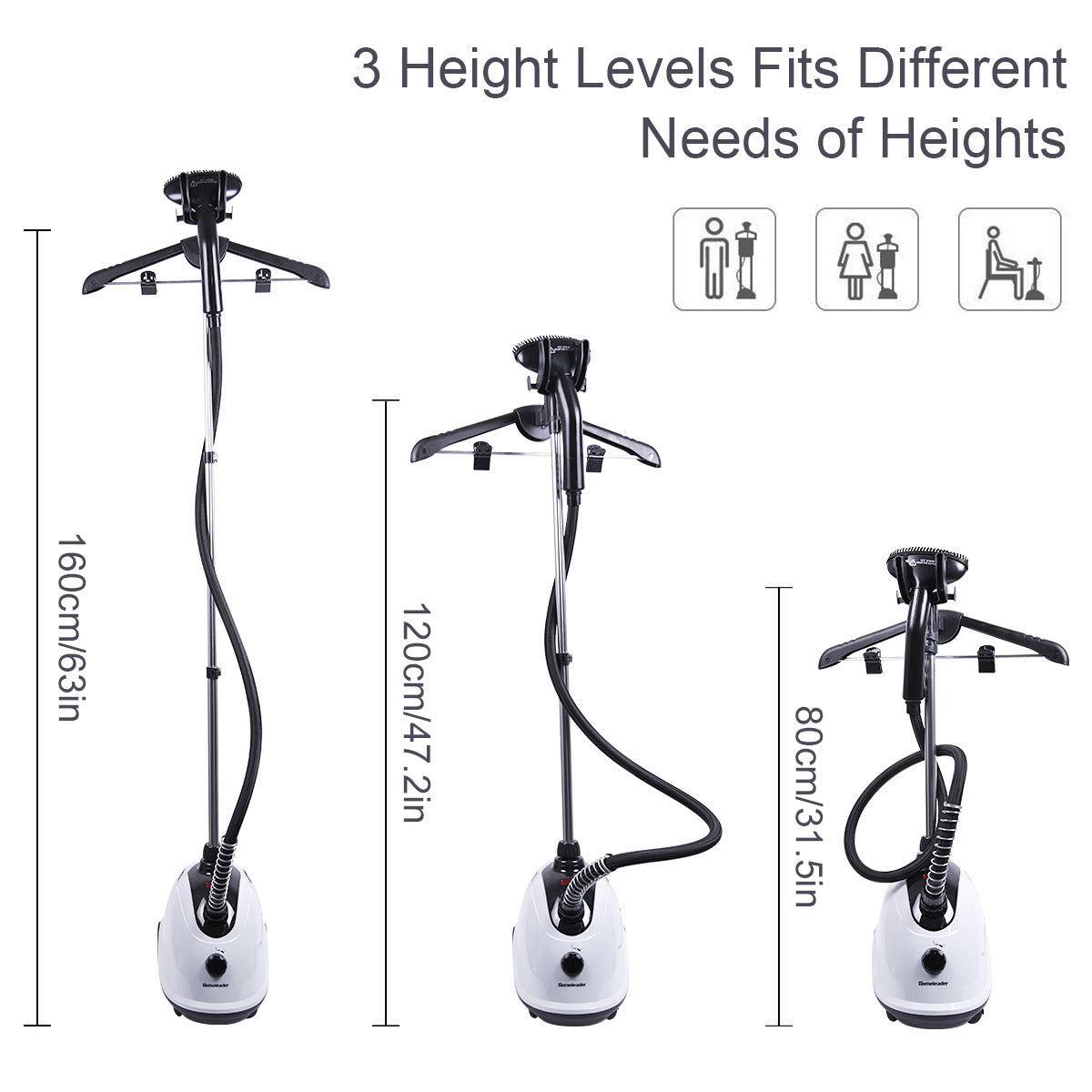 High Power Full Size Fabric Steamer with Fabric Brush and Garment Hanger