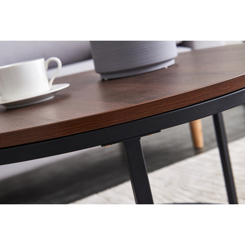 Modern Nesting coffee table,Black color frame with walnut top