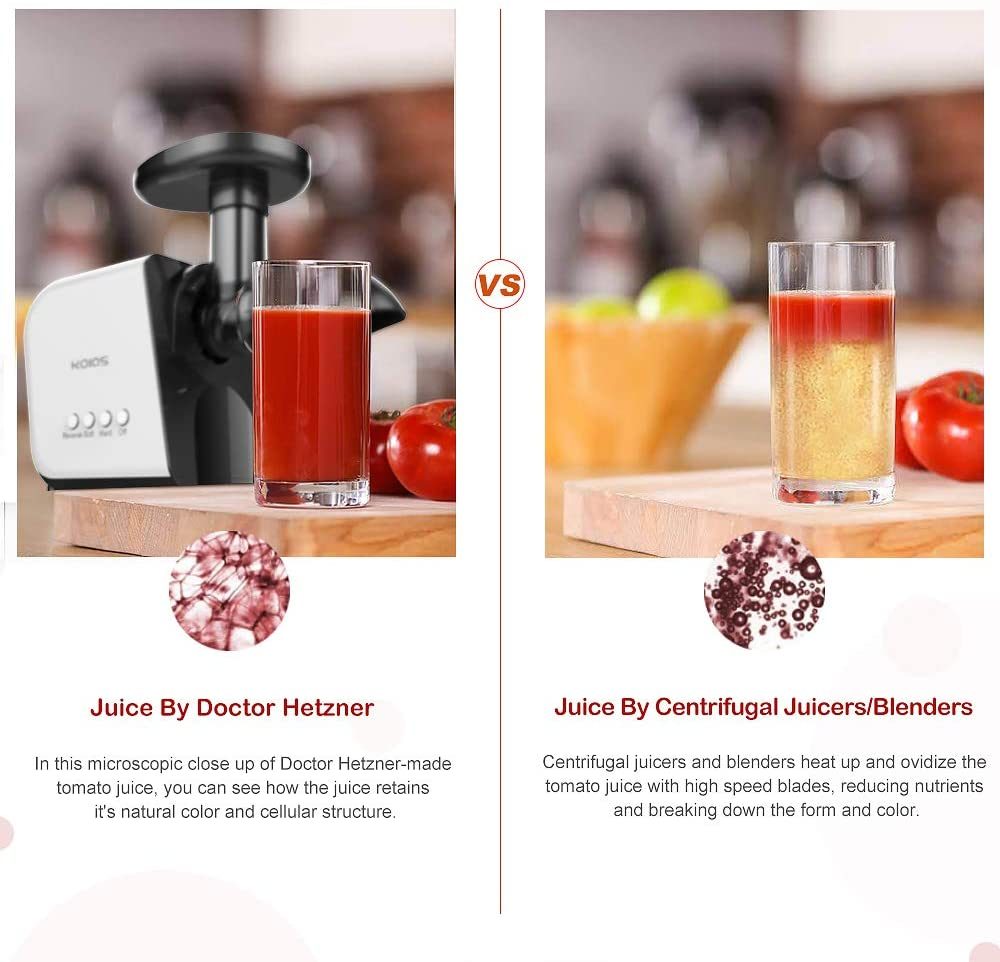 Masticating Juicer with Reversible and Quiet Motor