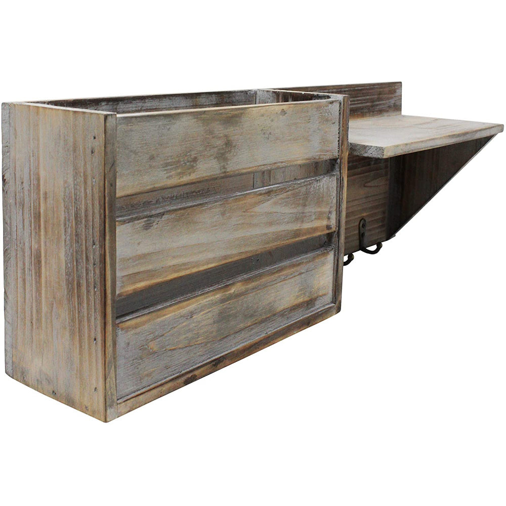 Wood Rustic Wall Mounted Key & Mail Holder/Organizer