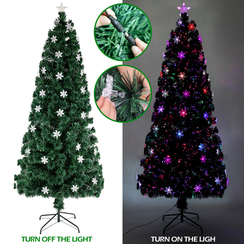Pre-Lit Artificial Christmas Tree with Multi-Colored Fiber Optic Light