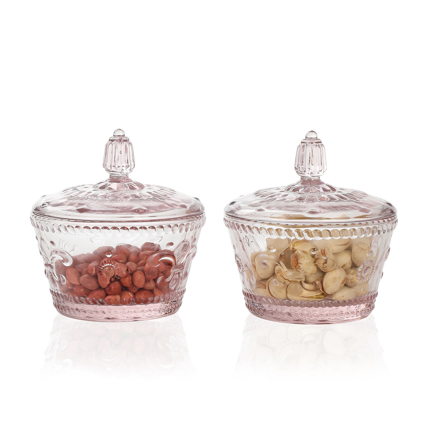Colorful Embossed Glass Candy Jars with Lids