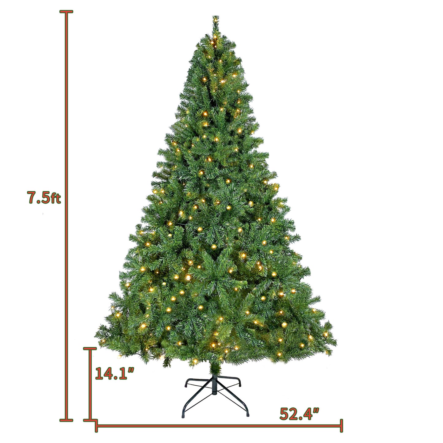 7.5FT Hinged Fraser Fir Artificial Fir Christmas Tree