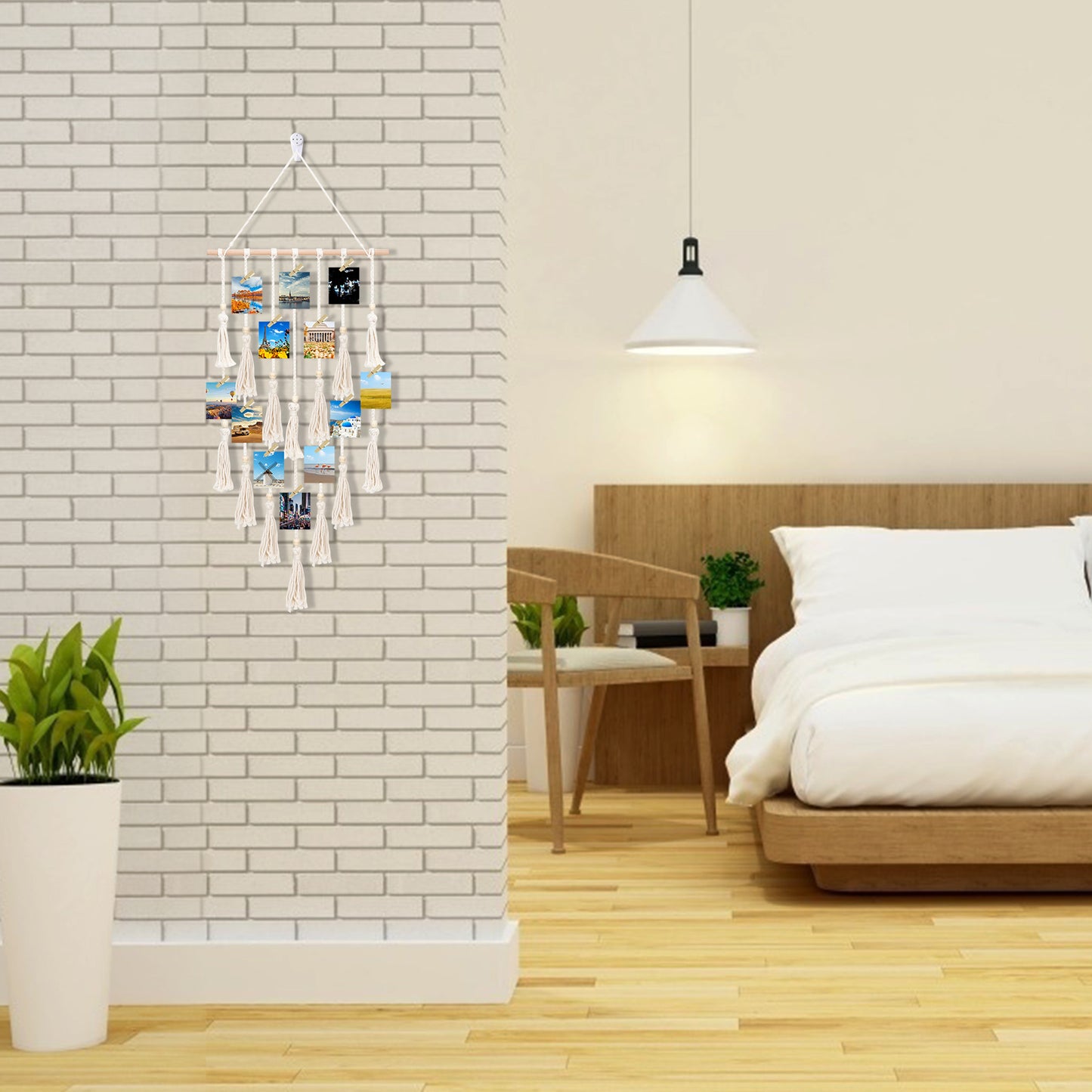 Hanging Photo Display Macrame Wall Hanging Pictures Organizer