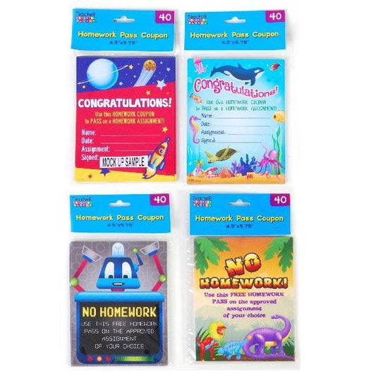 40 count Homework Pass Sheet Coupons