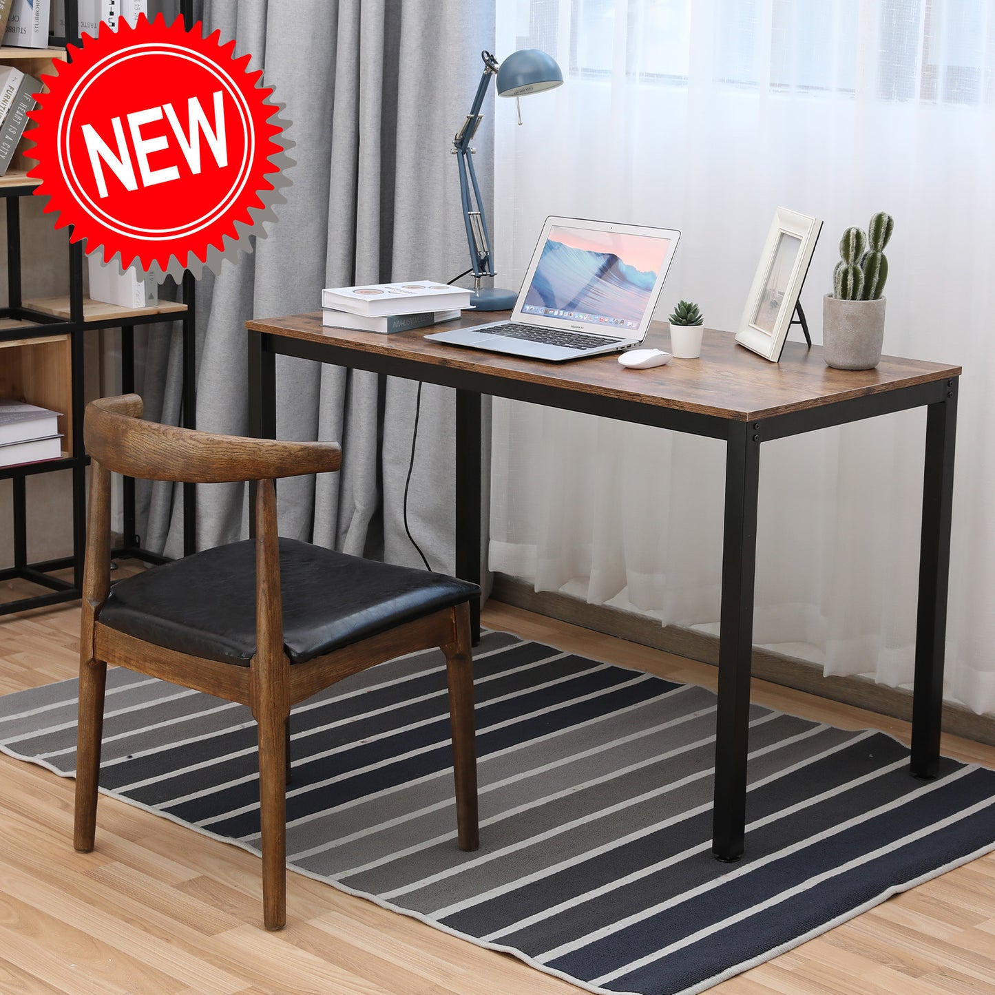 Computer Desk 47.2" for Home Office, Sturdy Writing Desk Study Table Gaming Table (Brown)