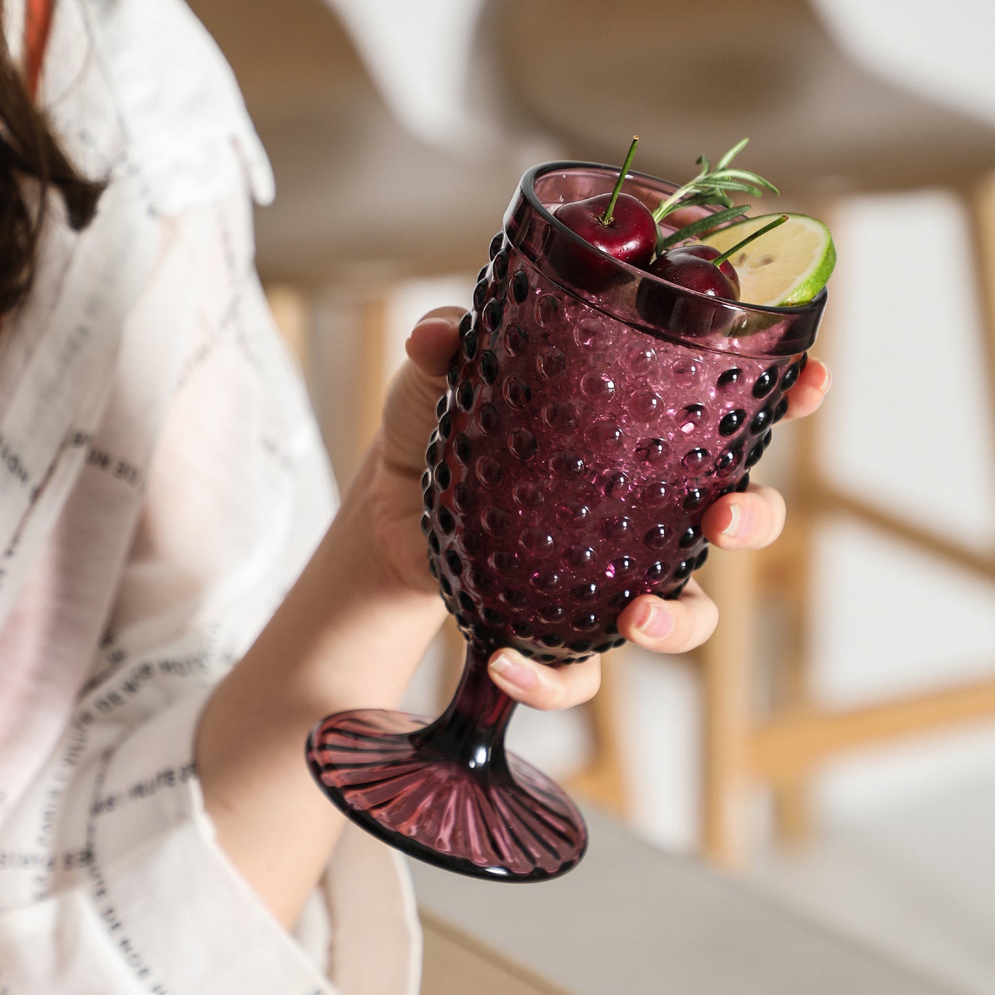 Hobnail Collection Glass Beverage Goblets set