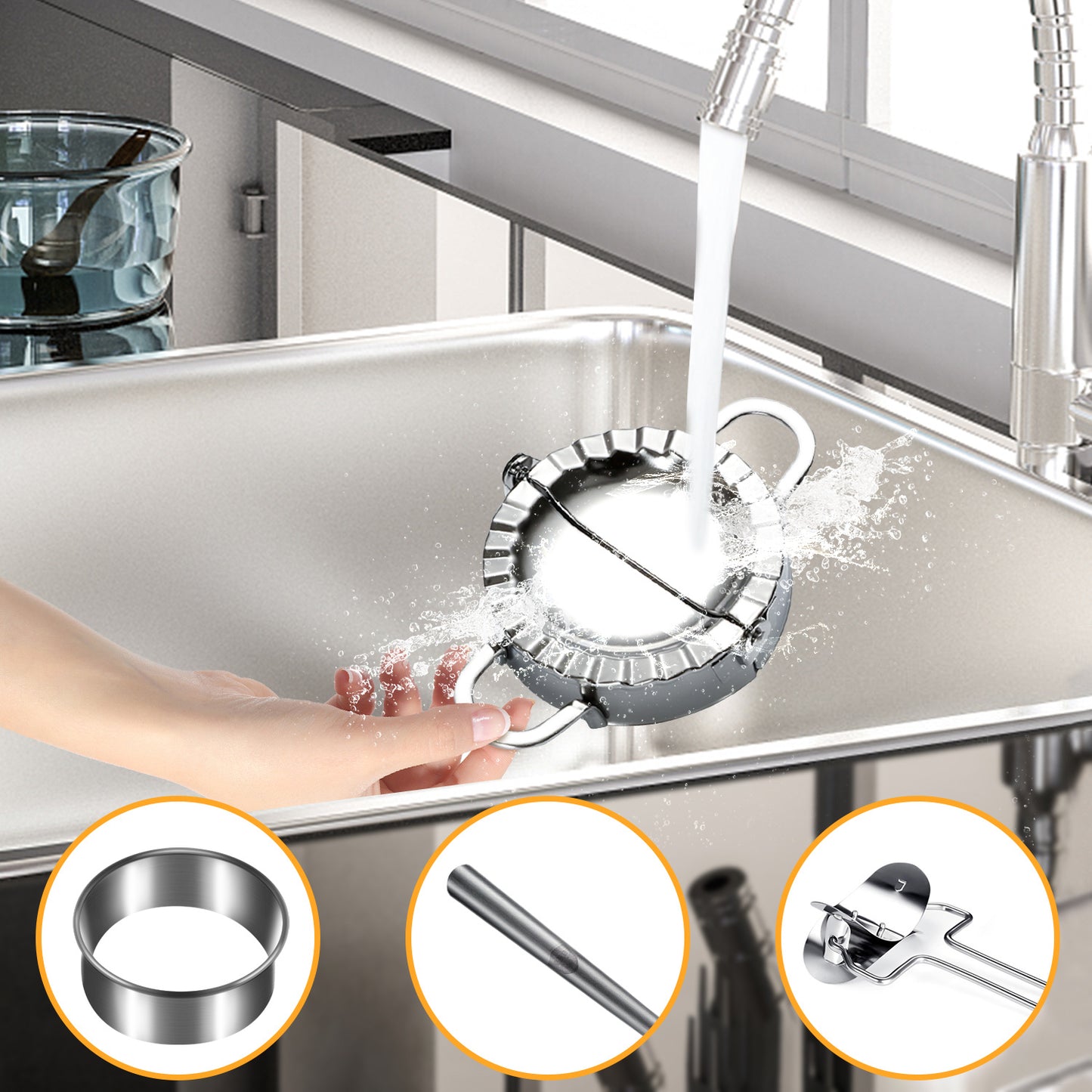 Dumpling maker stainless steel dumpling mold set, suitable for Ravioli making machine Pastry filling DIY handmade 8-piece kitchen set