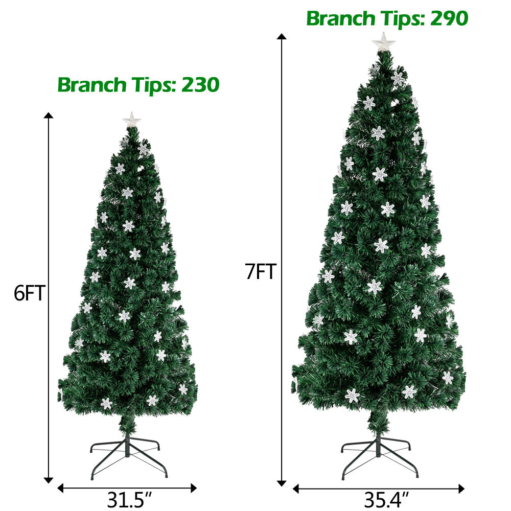 6ft Pre-Lit Artificial Christmas Tree with Multi-Colored Fiber Optic Light