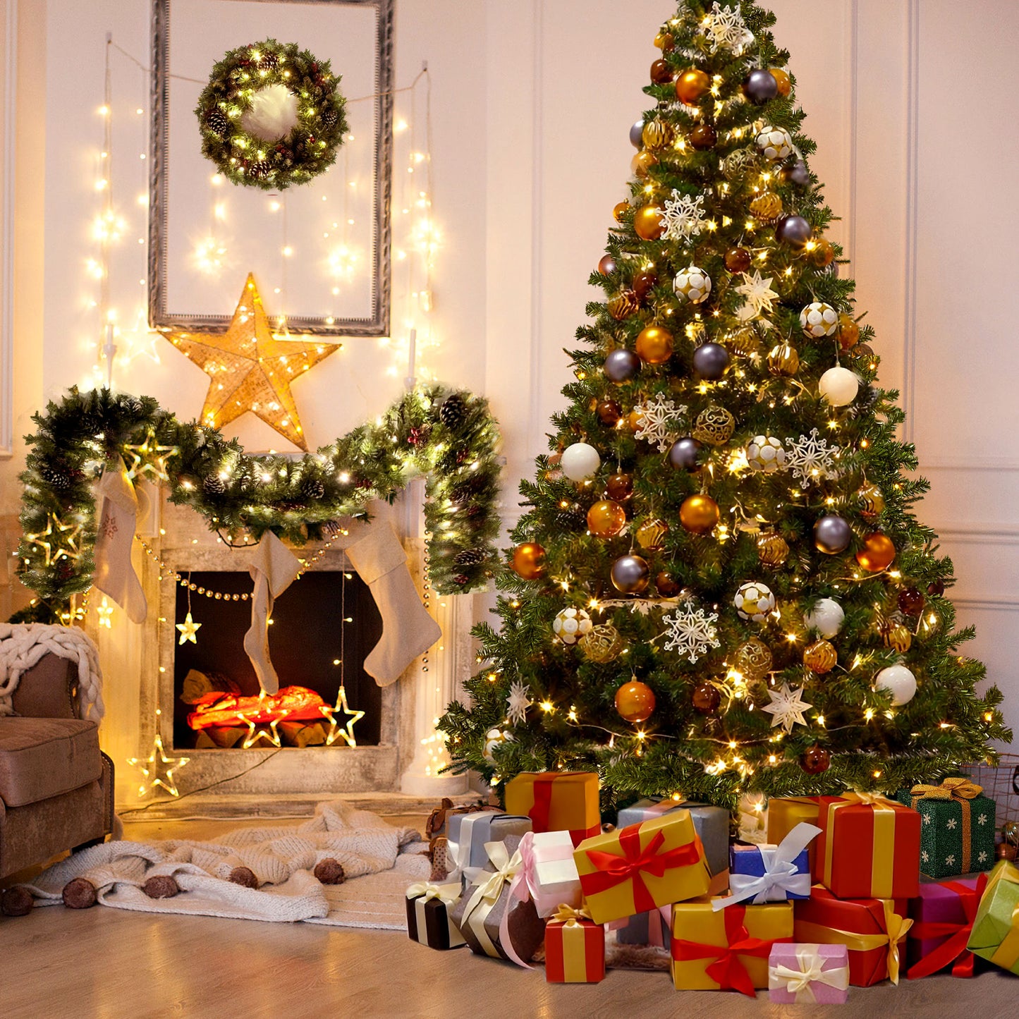 7.5FT Hinged Fraser Fir Artificial Fir Christmas Tree