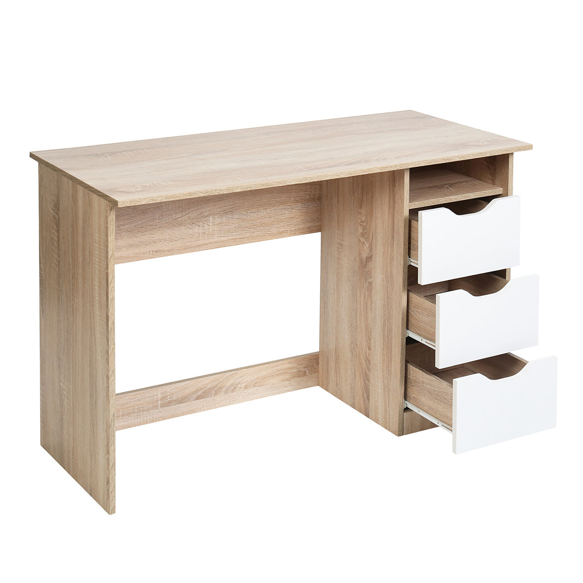 43.3 inches Wood Corner Writing Table with Shelf 3 Drawers Storage